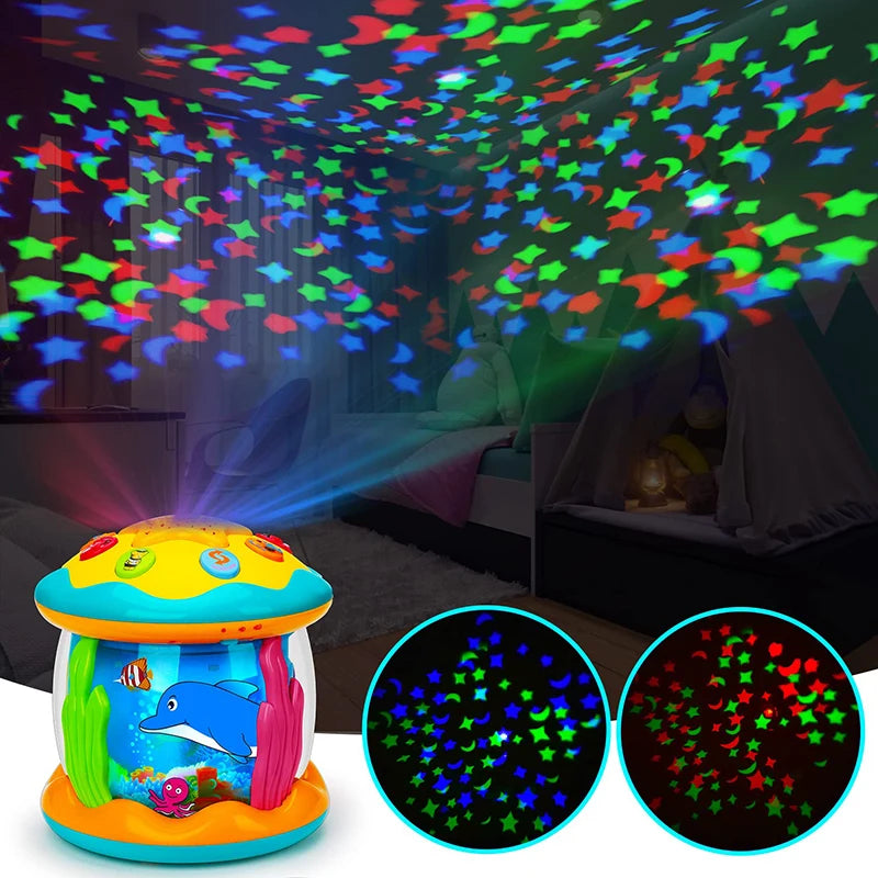 La photo montre un jouet de la gamme Montessori illuminant de mille feux une chambre d&