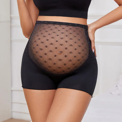 Black- size naternity striped tights high elasticity lace underwear clothes for pregnant women pregnancy breathable safety shorts.
