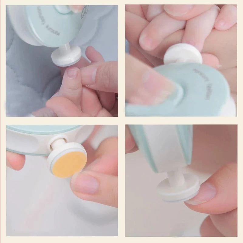 La photo montre les différente façon de couper les ongles de son bébé à l'aide du coupe-ongle électrique.