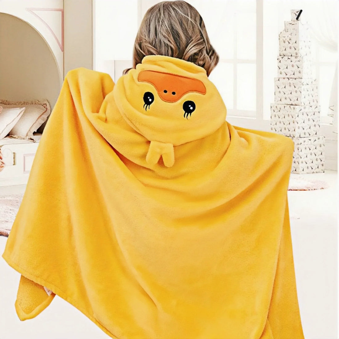 Yelllow-hooded-with-catoon-animal-face-degsign